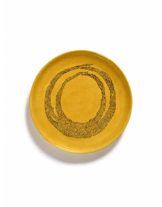 Serax Feast By Ottolenghi Serveerschaal M ø 34 Cm H 4 Cm Aardewerk Sunny Yellow + Swirl Dots Black 4 Serax Feast By Ottolenghi Serveerschaal M ø 34 Cm H 4 Cm Aardewerk Sunny Yellow + Swirl Dots Black - Afbeelding 2
