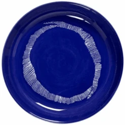 Serax Feast By Ottolenghi Hoog Bord ø 22 Cm H 4 Cm Aardewerk Lapis Lazuli + Swirl-Stripes White