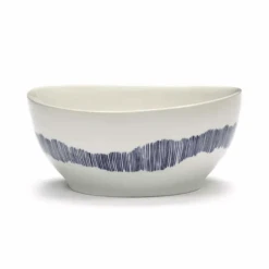 Serax Feast By Ottolenghi Kom S ø 15 Cm H 7 Cm Aardewerk White + Swirl-Stripes Blue