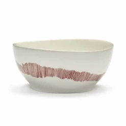 Serax Feast By Ottolenghi Kom S ø 15 Cm H 7 Cm Aardewerk White + Swirl-Stripes Red